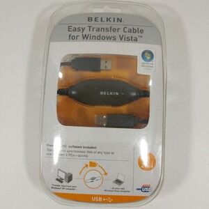 BELKIN EASY TRANSFER CABLE LAPTOP PC COMPUTER USB to USB SYNC FILES, NEW FACTORY
